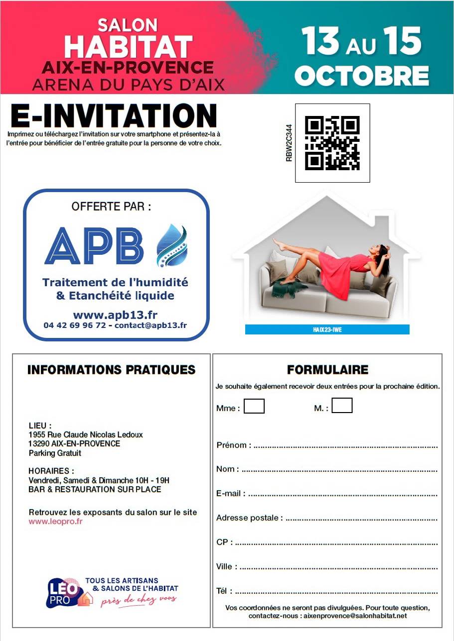 Participation au SALON HABITAT d'Aix en Provence du 13 au 15 octobre
